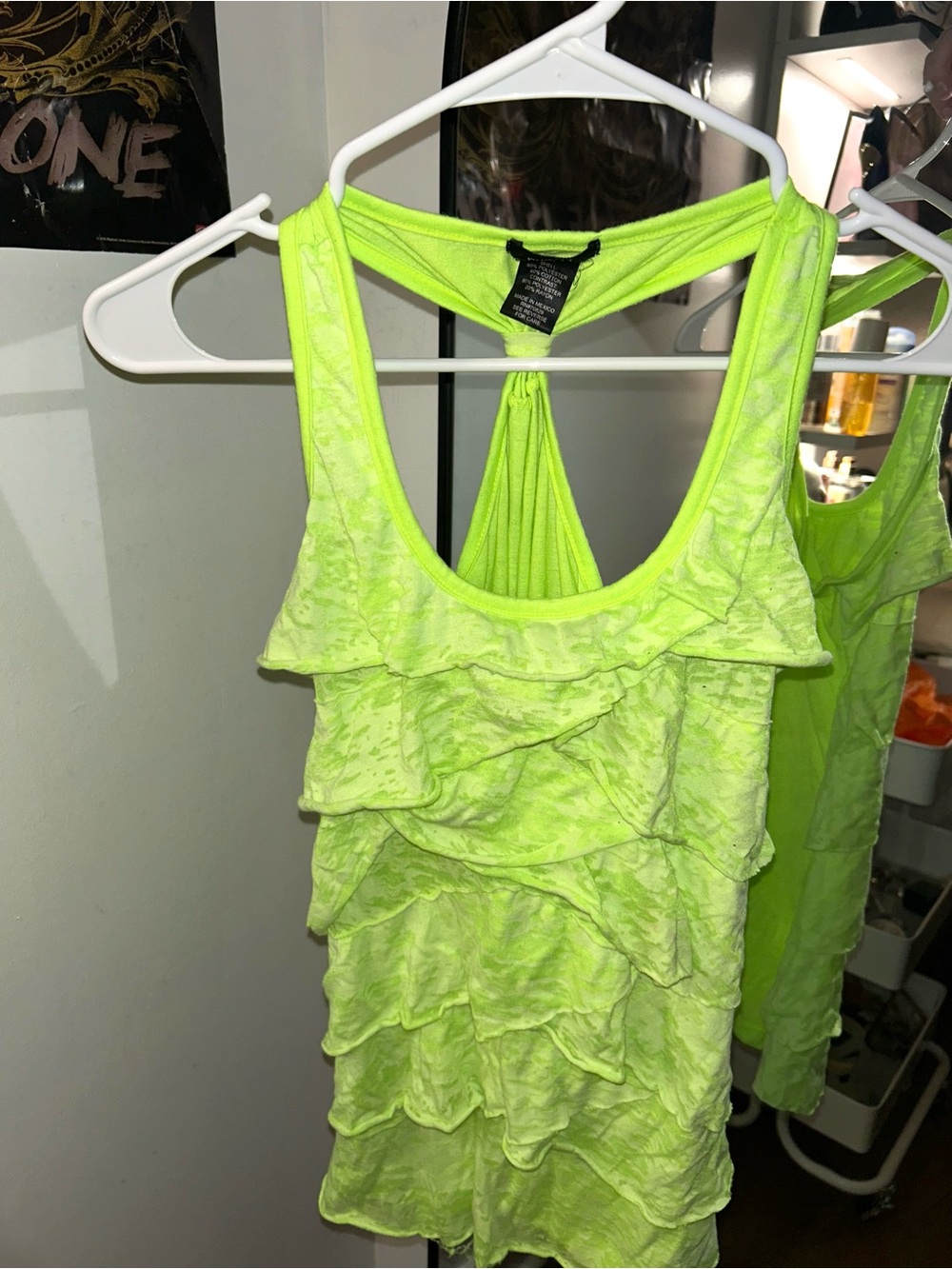 Y2k Rue 21 Neon Green Ruffle Tank Top - Picture 4 of 5